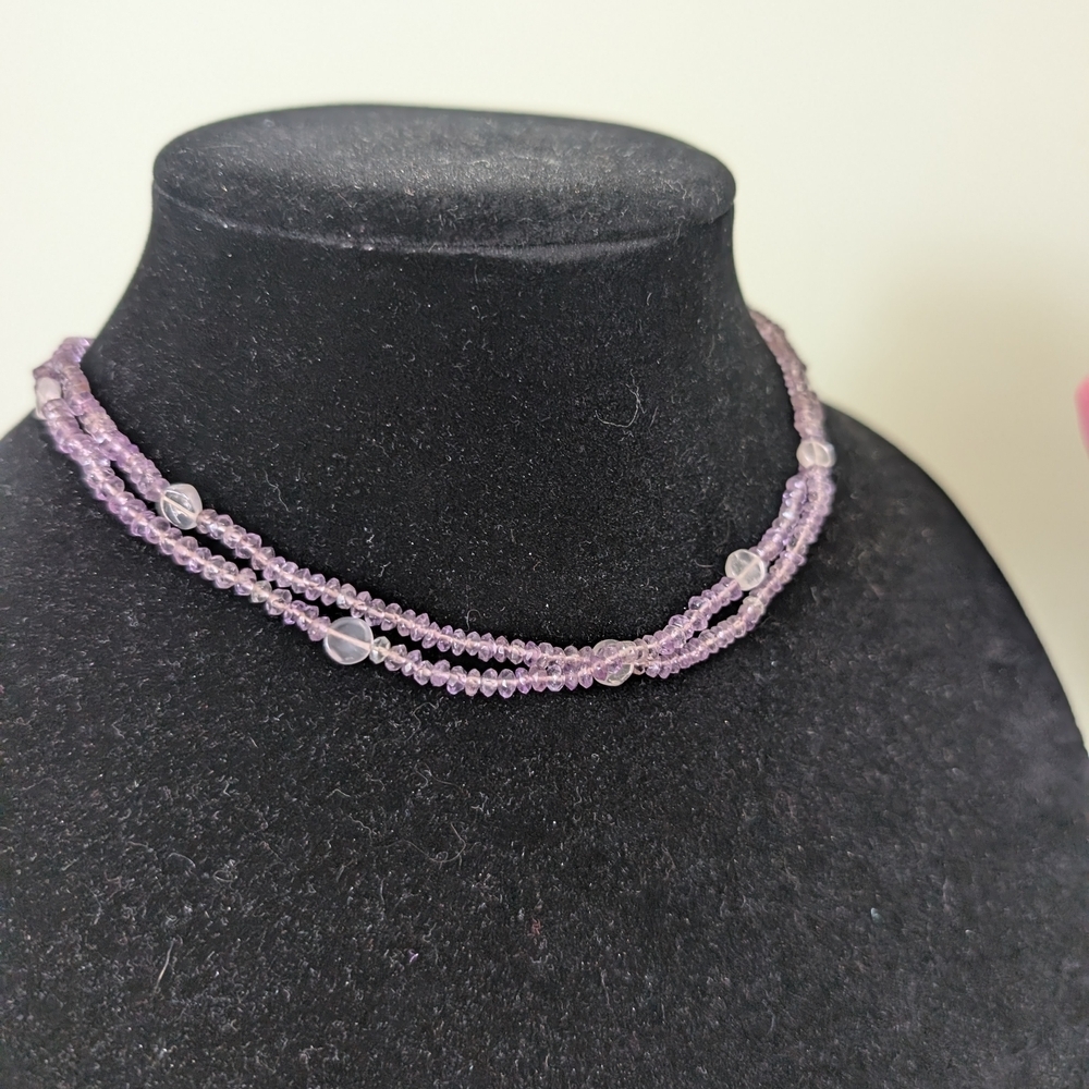 Vintage Purple Beaded Necklace - Picture 2 of 9